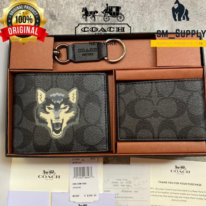 Bagus Coach Wallet Wolf + Keychain Hemat