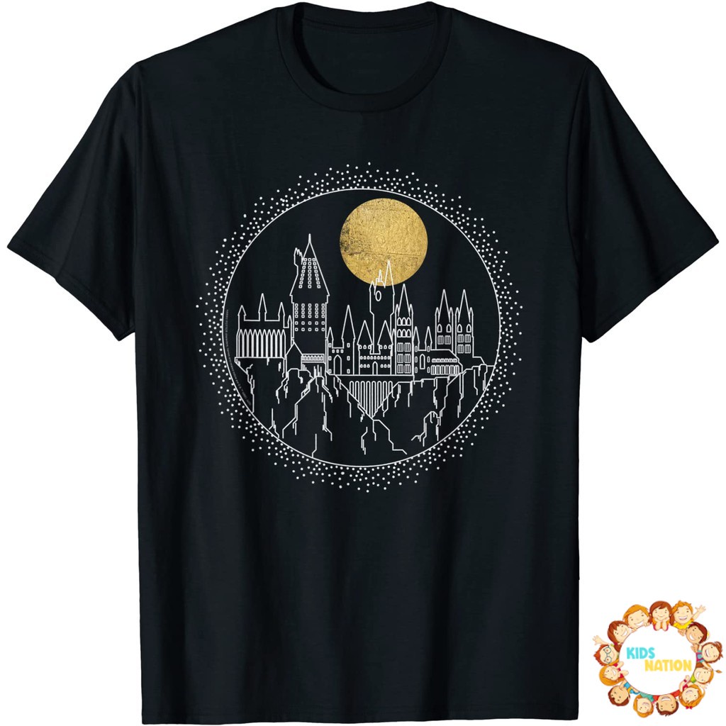 Baju anak Harry Potter Hogwarts Full Moon Line Art T-Shirt
