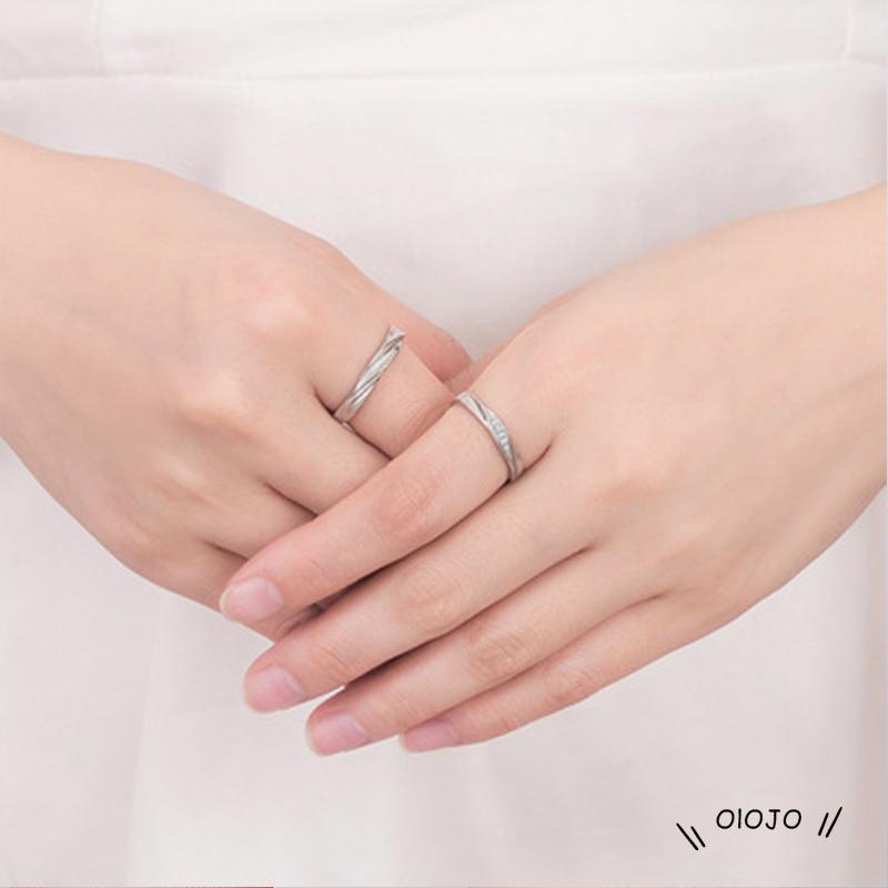 【COD】Cincin Pasangan Model Terbuka Adjustable Warna Silver Hias Berlian Imitasi Untuk Pria / Wanita