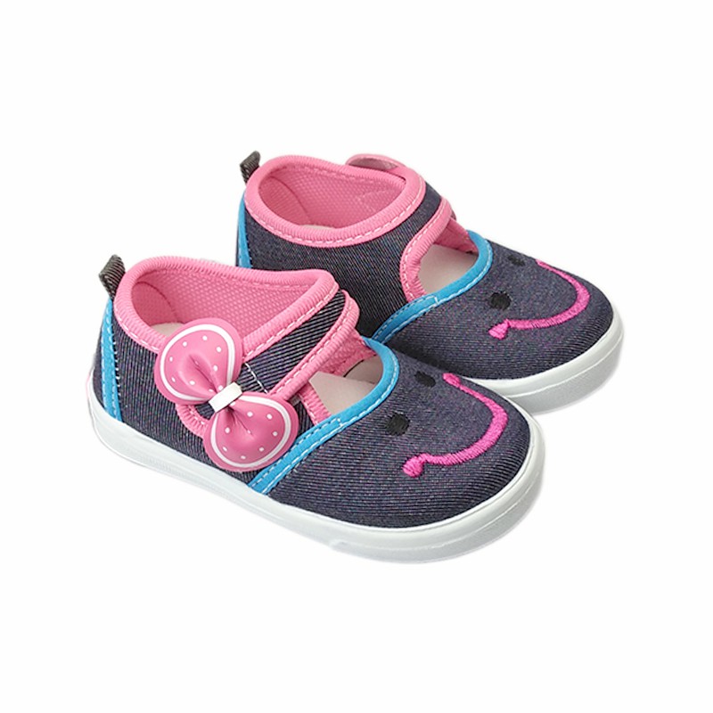 sepatu anak bayi perempuan bahan sol lembut model casual lucu murah pita terbaru K02 NAVY FOX
