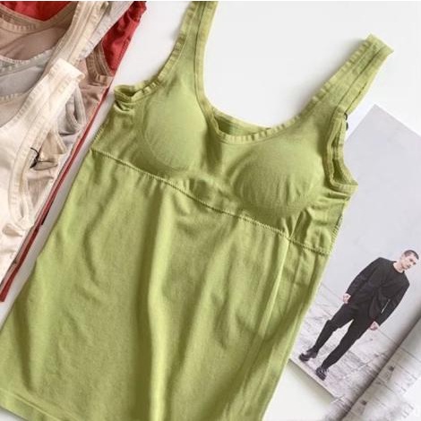 Tanktop Bra Wanita Kaos Dalam Wanita Dengan Cup Bra Bahan kain modal - Abu-abu