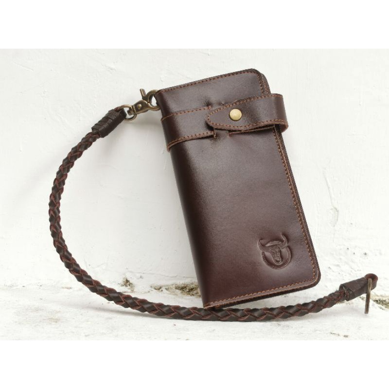 dompet kulit asli kancing Bull captain