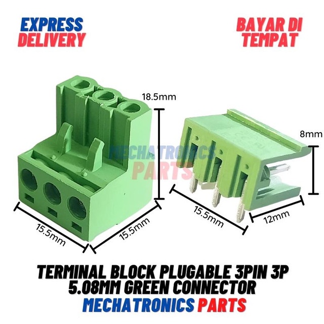 [5713] Terminal Block Plugable 3pin 3p 5.08mm Green Connector