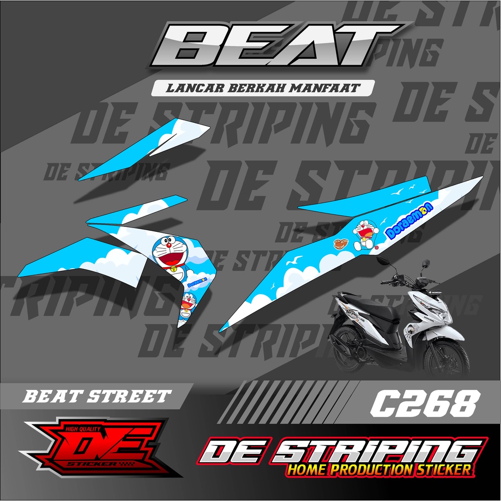 Doraemon Striping stiker Motor Beat Street (C268) Sticker Keren