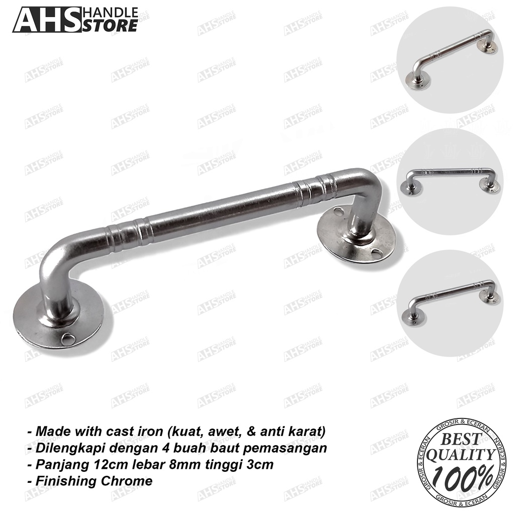 Handle Laci tarikan gagang pintu lemari jendela model Gawang Chrome 12cm murah & awet