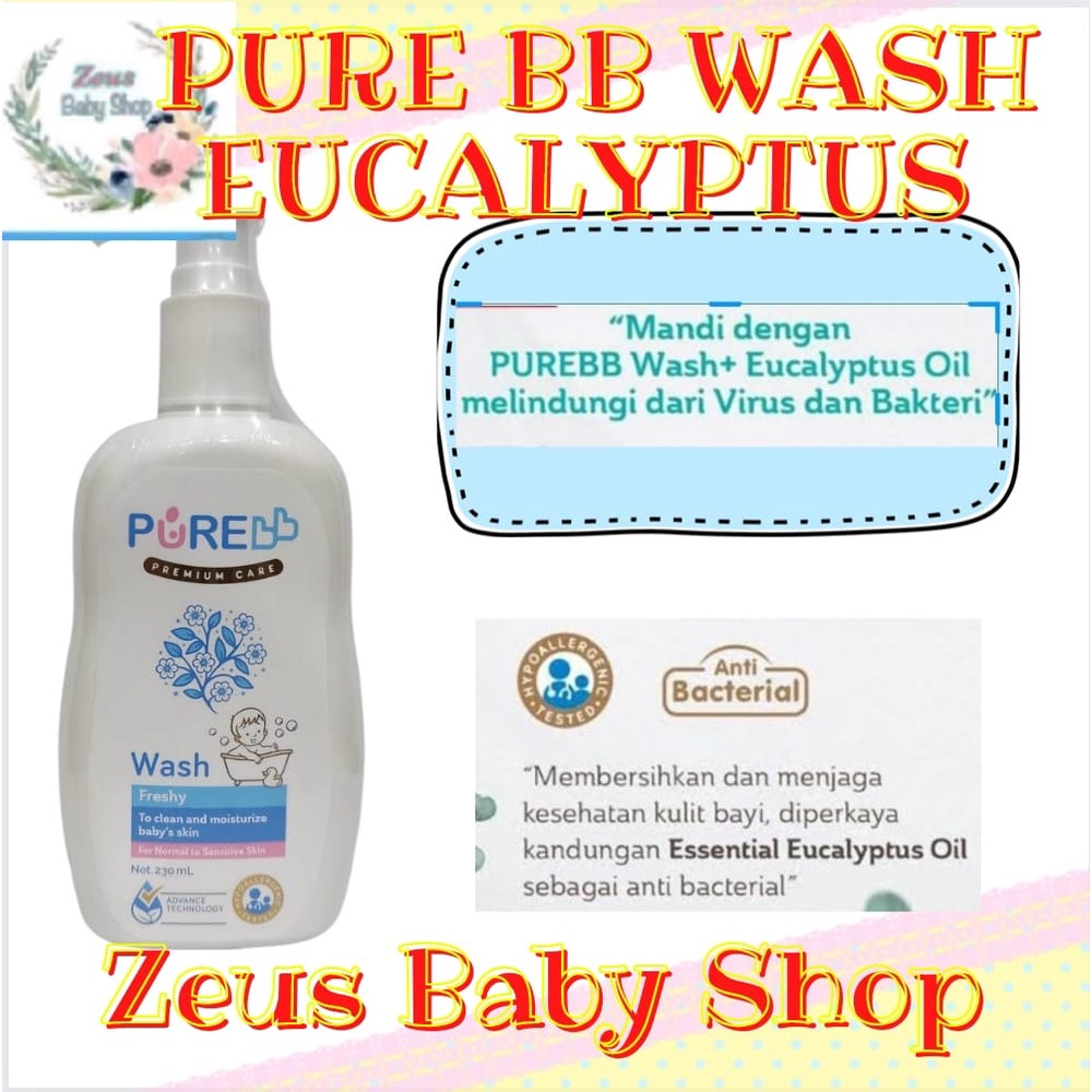 Pure Baby Wash 230ml - Pure BB wash eucalyptus - PURE BB WASH EUCALYPTUS OIL 230ML -Sabun Mandi BayiPure Baby Wash 2 In 1 | Freshy &amp; Fruity