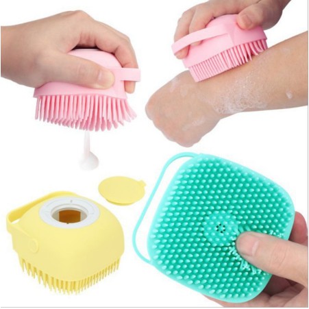 Silicone Brush/ Spon Mandi Silikon/ Spon Mandi Busa Dengan Tempat Sabun