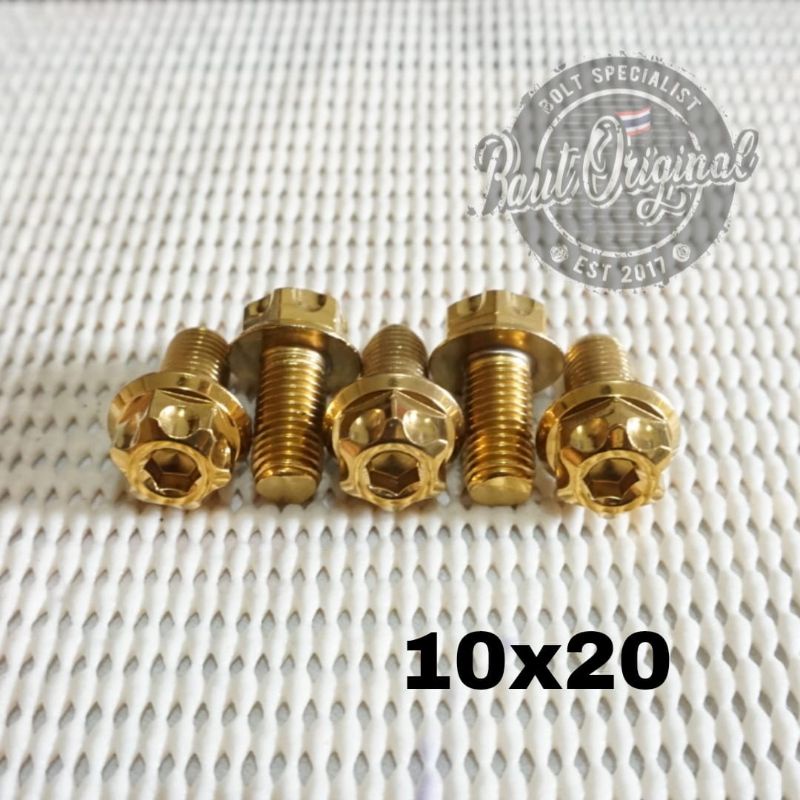 Baut probolt 10x20 gold new model drat 14 panjang 2cm Heng thailand