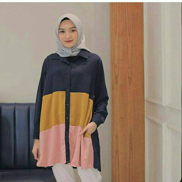 Tunik kombinasi - tunik kombi - tunik warna - tunik 3 warna - HAN GALLERY