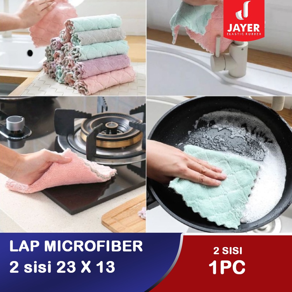 Kain Lap Microfiber Kichen Anti minyak Kotor 2 sisi Tebal Berkualitas