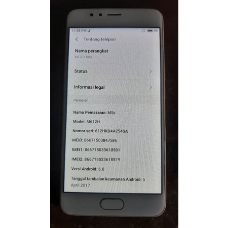 lcd+frame meizu m5s copotan