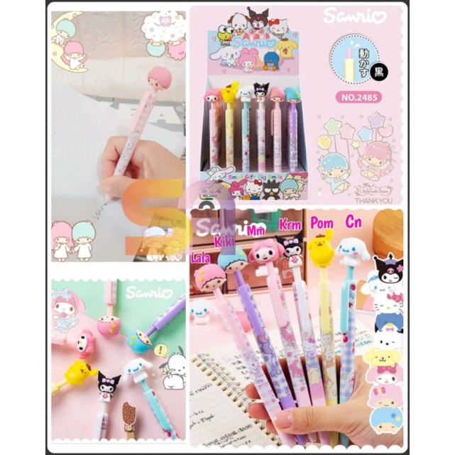 

PEN CETEK HITAM SANRIO HELLOKITTY MYMELODY CINNAMONROLL TWINSTAR POMPURIN