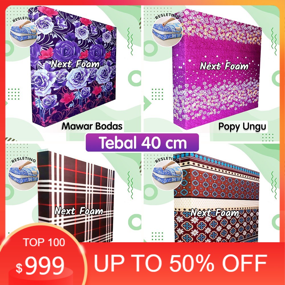 TERMURAH Sarung Kasur Busa Resleting Tebal 40 cm / Cover Kasur Busa Inoac / Sprei Resleting