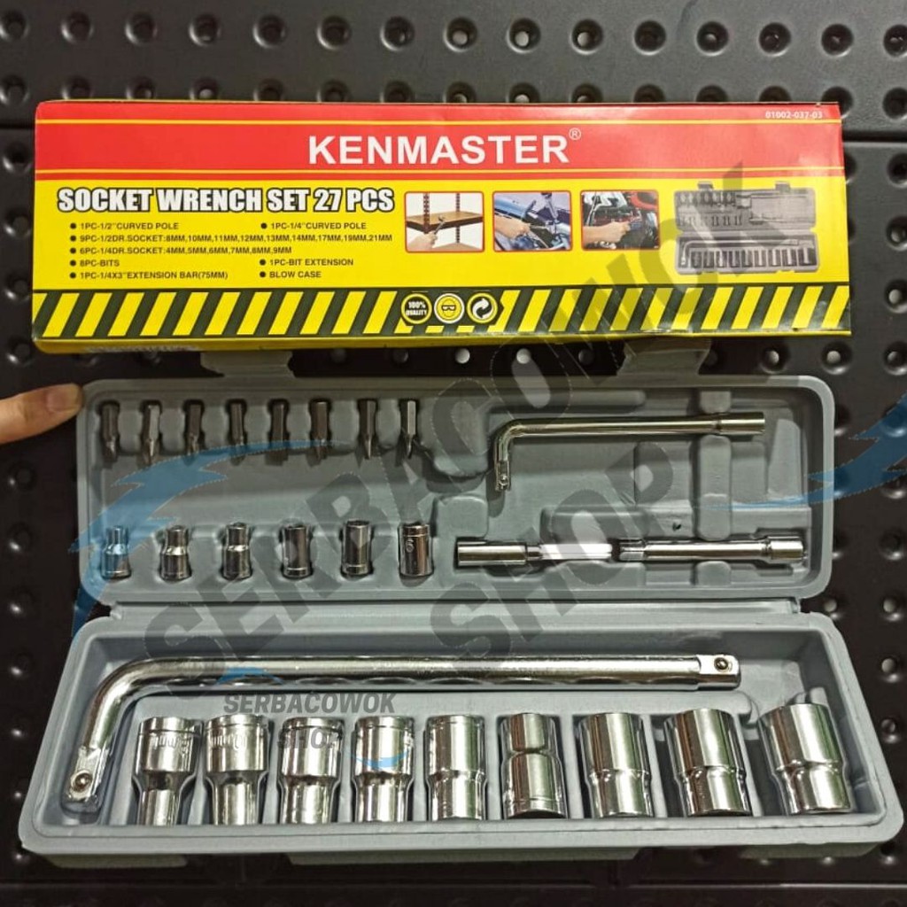 Kenmaster Kunci Sok Set 27 Pcs Socket Wrench Kunci Sock 27 Pcs Termurah Berkualitas