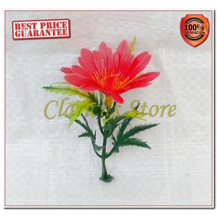 Daun artificial dekorasi daun pointsetya plastik sintetis