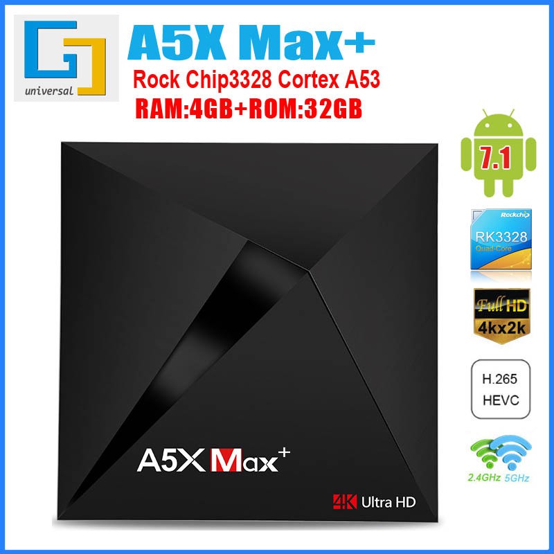 Android TV Box  A5X MAX Mini 7.1 Dual Wifi Bluetooth RAM 4G/32G