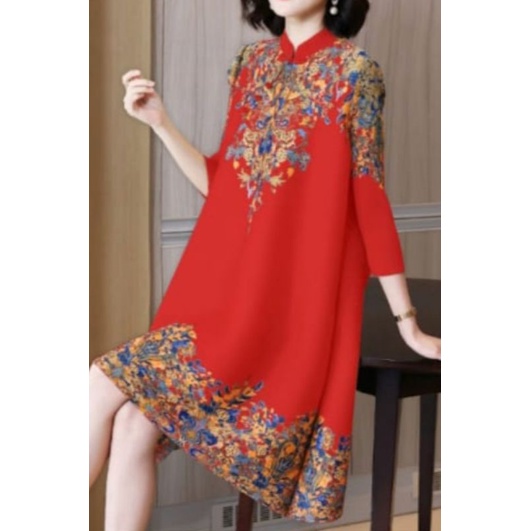 Baju Wanita Atasan Dress Plisket Pakaian Import Premium Wanita Turun Naik Dress Viral Busui Friendly