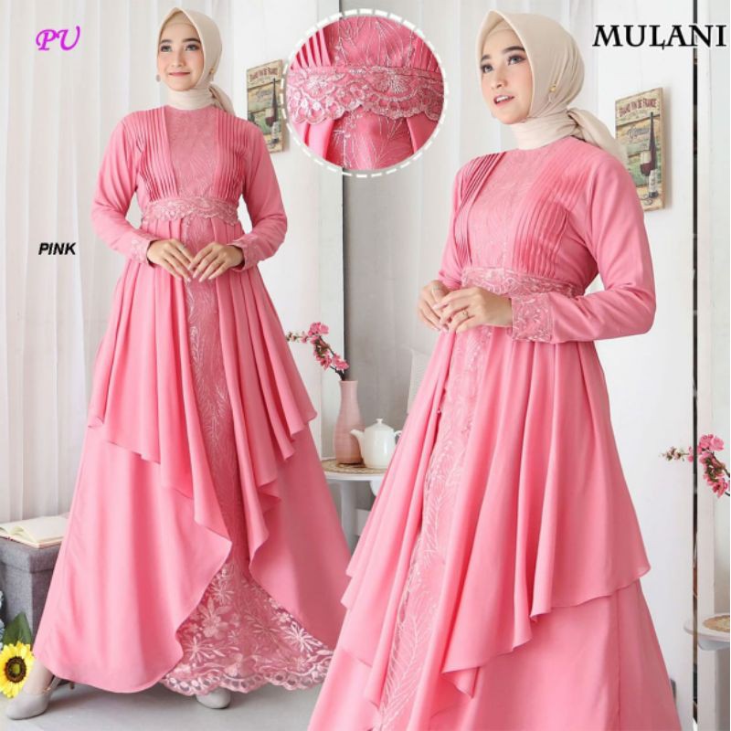 Mulani gamis dress syari seragam bridesmaid wisuda lebaran