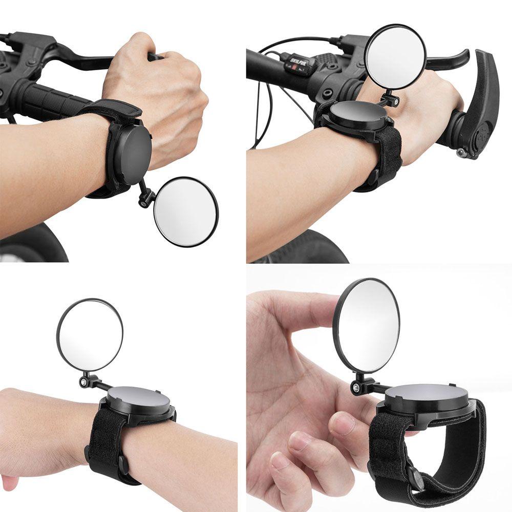 Lanfy Spion Sepeda Reflektor Wide-angle Aksesoris Sepeda Lipat Spion Reflektor Arm Wrist Strap Bike Bar End Mirror