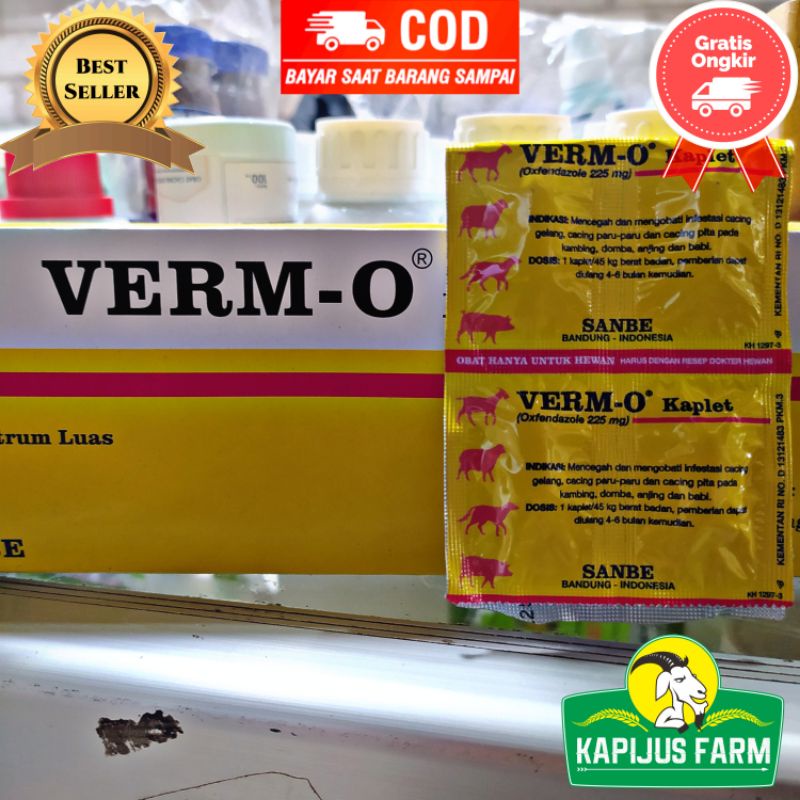 Verm-O / Verm O Kaplet Obat Cacing Kambing Domba Aman Untuk Ternak Bunting Harga Per Kaplet