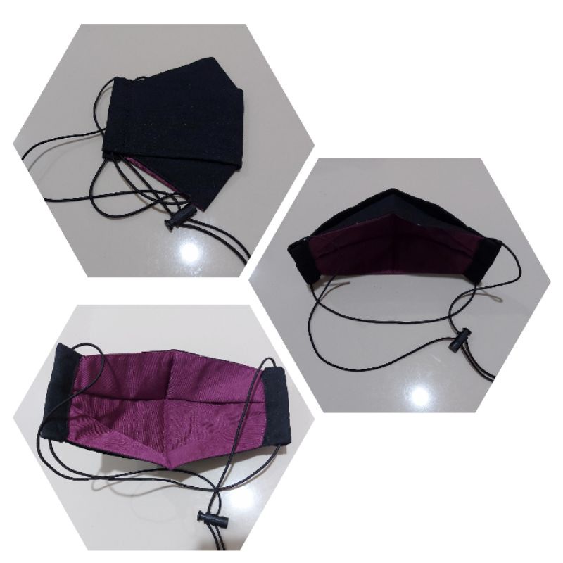 Masker kain 3D ada stopper anti engap | 3 layer | motif ada slot filter | polos non slot filter