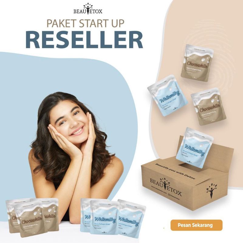 Beautetox Official Paket Reseller Gluta Collagen Soap Body Scrub Chocowhite Whitemilky BPOM