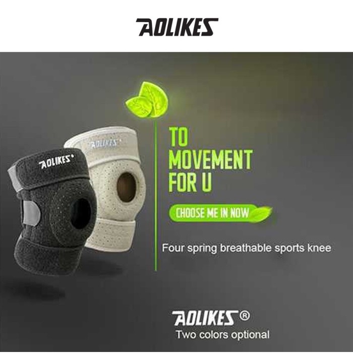 Aolikes 7906 Knee Pad Brace Bandage - Pelindung lutut Deker Lari BLACK