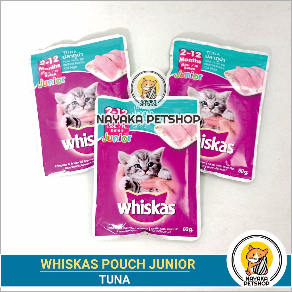 Whiskas Junior Tuna Pouch Pakan Kucing Basah Cat Kitten Anak Kucing Makanan Wet Food