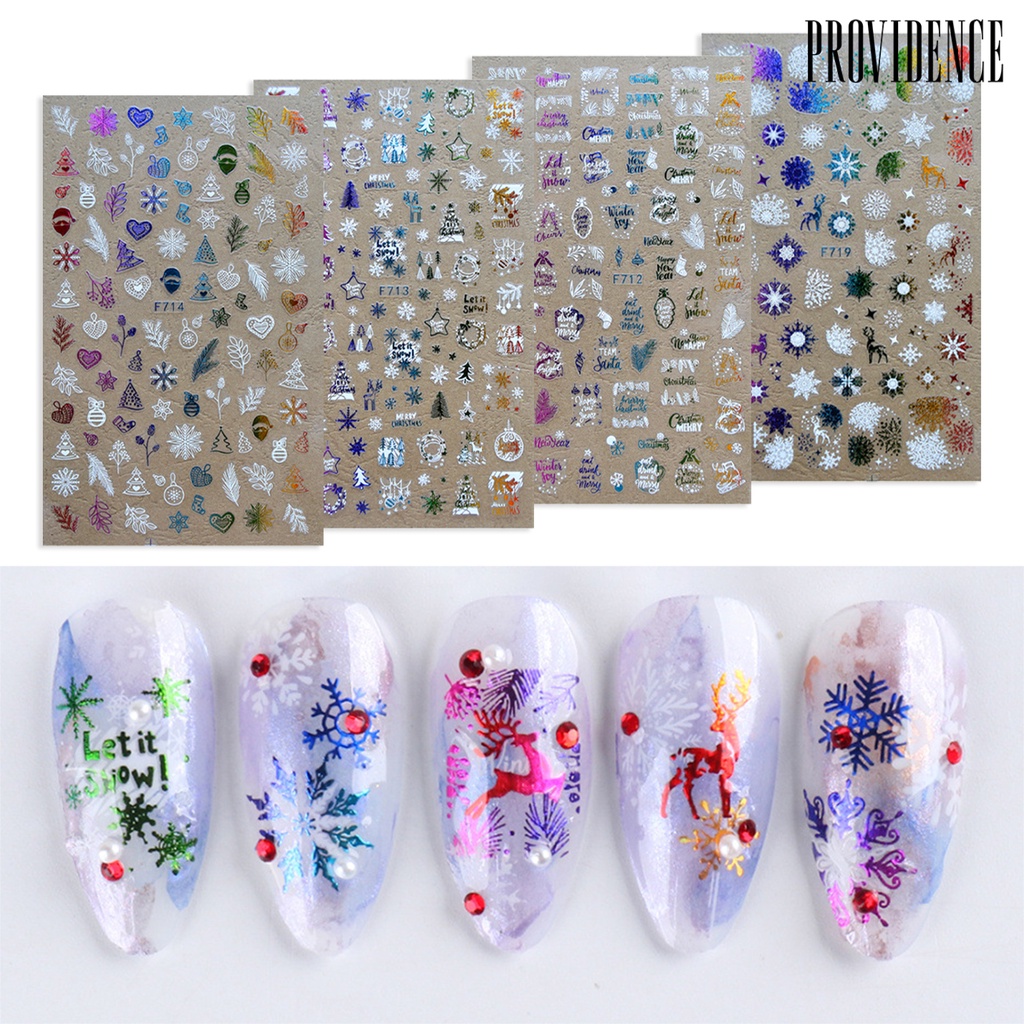 Providence 1 Sheet Manicure Decal 3D Compact Safe Colorful Christmas Series Nail Art Transfer Sticker for Women