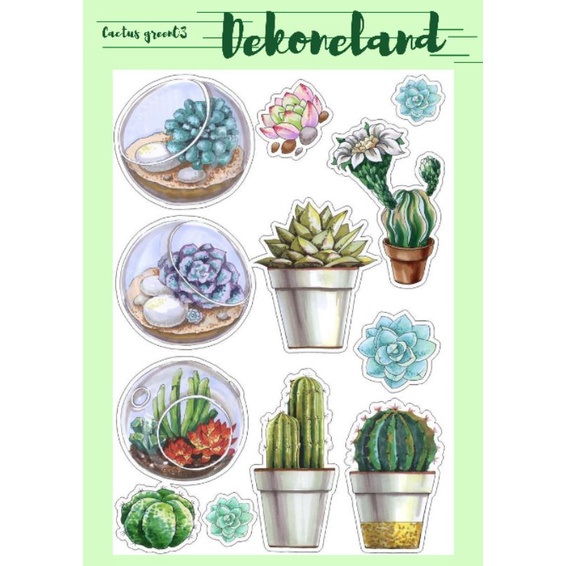 

stiker kaktus seri03|| cactus green series02, scrapbook, aesthetic green sticker