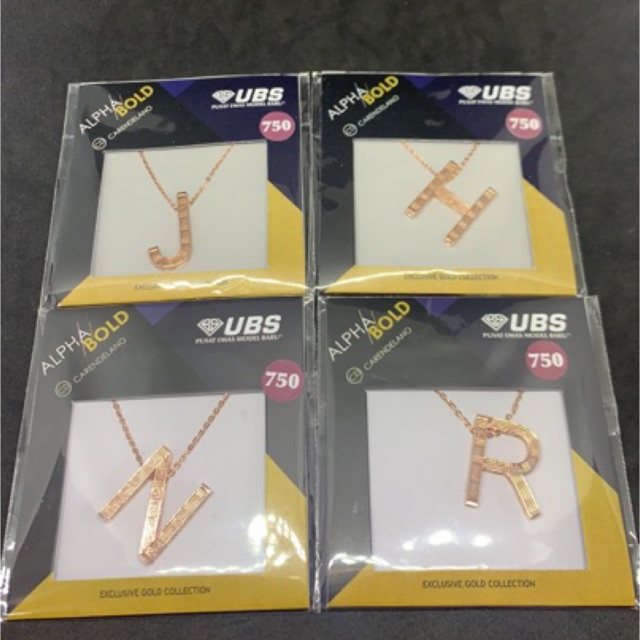 Rantai emas asli rose gold kadar 750 alfabet