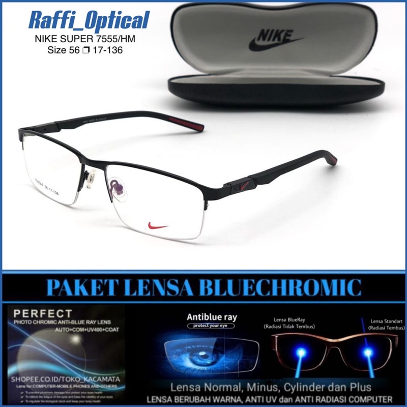 Kacamata Half Frame Pria Sport Titanium Photocromic Minus Anti Radiasi