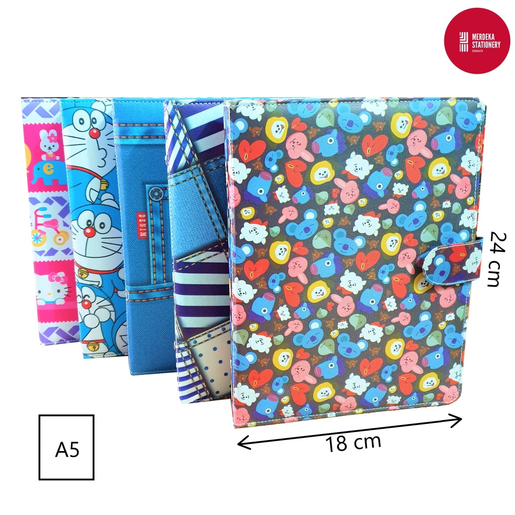 

Binder/Map/Buku/Book/Organizer Note Kain/Kulit Tebal B9776 Kancing Fancy A5