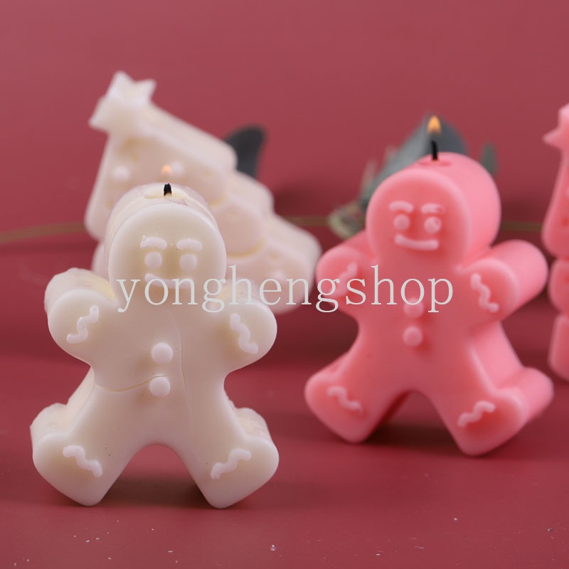 Cetakan Kue / Coklat / Lilin Aromaterapi Bentuk Gingerbread Man Bahan Silikon