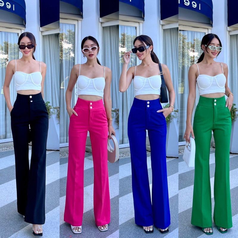 Ready Gold Two Button New So Hot Highwaist pants Promthong import bangkok