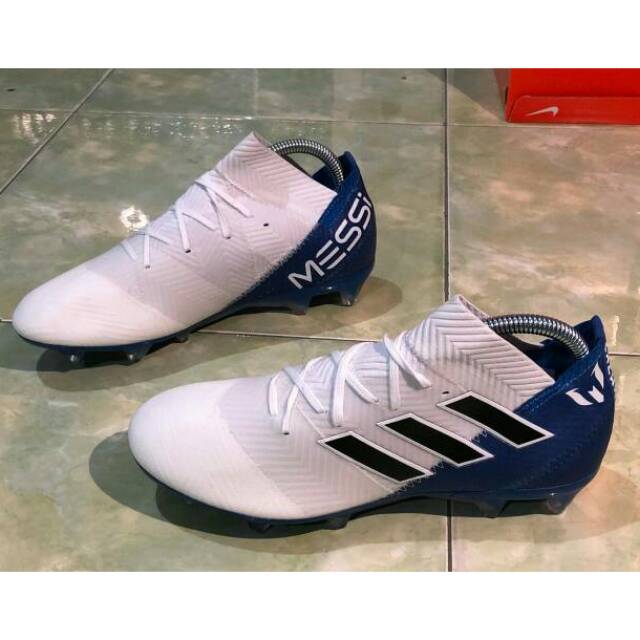 Sepatu Bola Adidas Nemeziz Messi 18.1 FG - White Blue