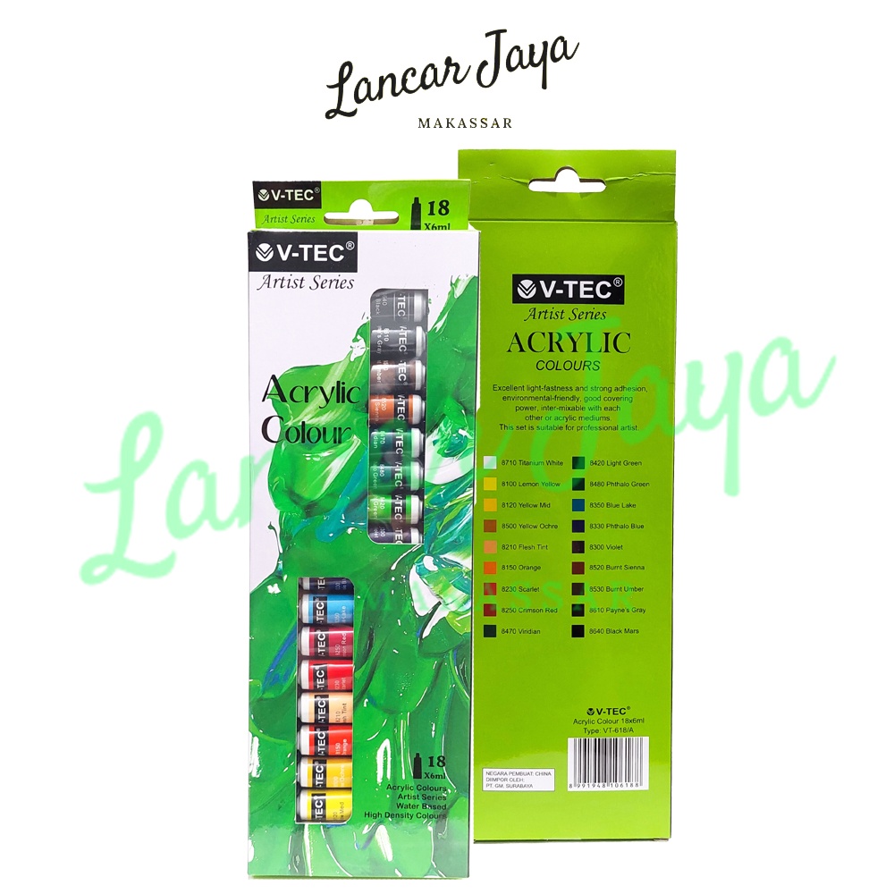 

VTEC V-TEC Acrylic Colours Cat Acrylic V-Tec 18 warna @6ml VT-618/A