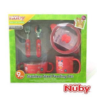 Nuby Peralatan  Makan Bahan Stainless Steel Warna  Pink  