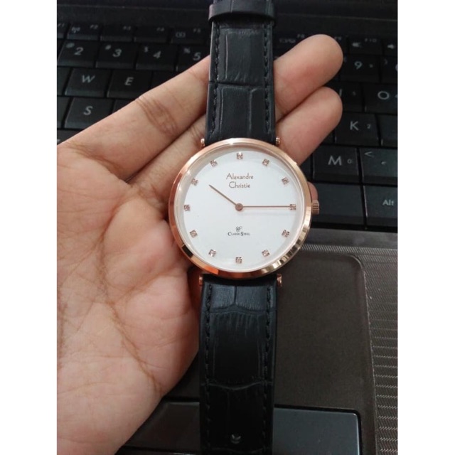 ALEXANDRE CHRISTIE AC 8540 WANITA ROSEGOLD WHITE KACA MINERAL GLASS ORIGINAL