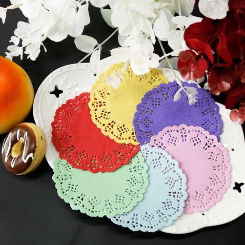 Lace Hollow Paper - Colorful Doily Paper Round Series (10pcs)