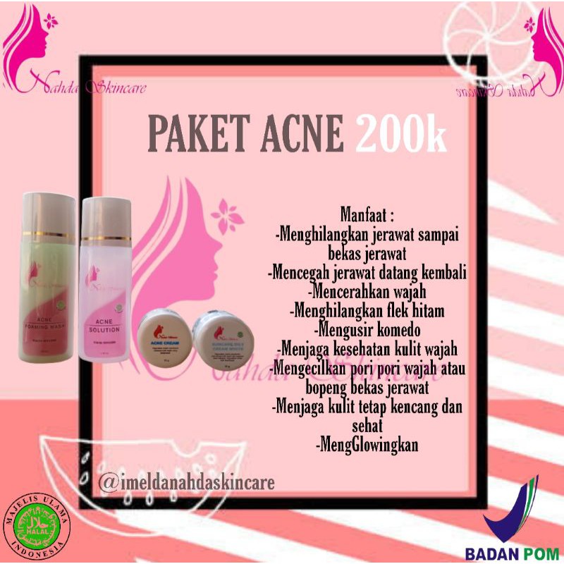 PAKET ACNE NAHDA SKINCARE-PERAWATAN KECANTIKAN PRIA WANITA