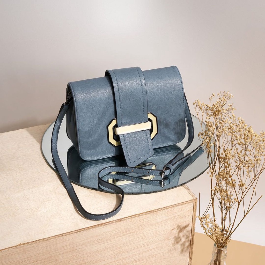 (REJECT SALE )Berrybenka - Henna Janice Belt Sling Bag Blue