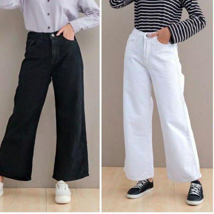 Penjualan Terbanyak.. BF CELANA JEANS KULOT CREAM//CELANA BAWAHAN KULOT HAIGWAIST JEANS