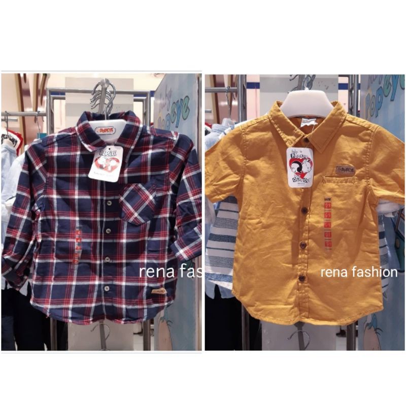 DEFECT SALE  RF Popeye Baby kemeja panjang pendek flanel dan mustard sz 6m-14y