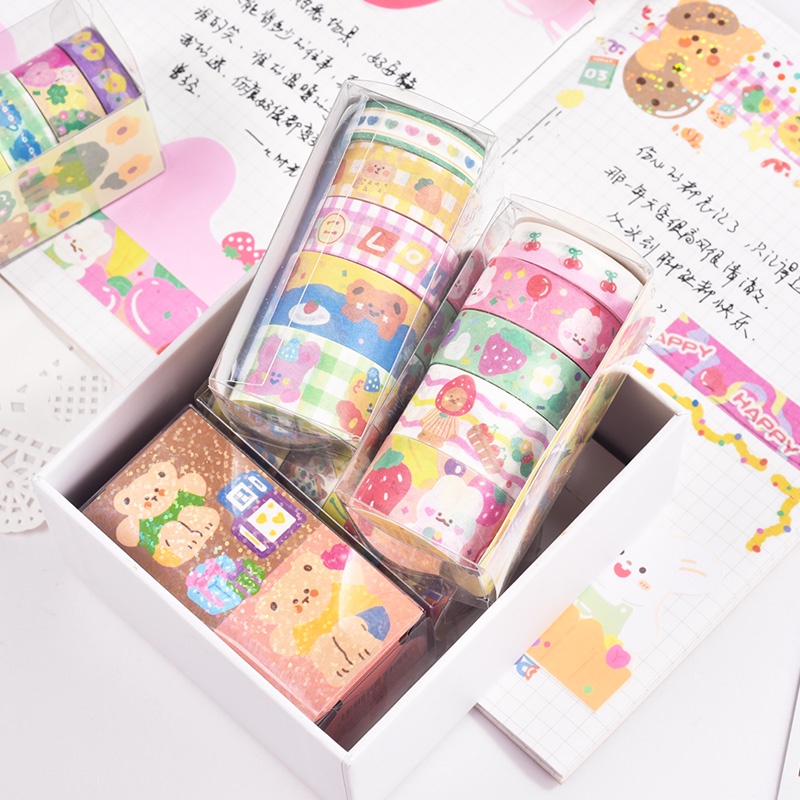 5 Roll Stiker Kertas / Selotip Washi Gambar Kartun Jepang Untuk Dekorasi DIY