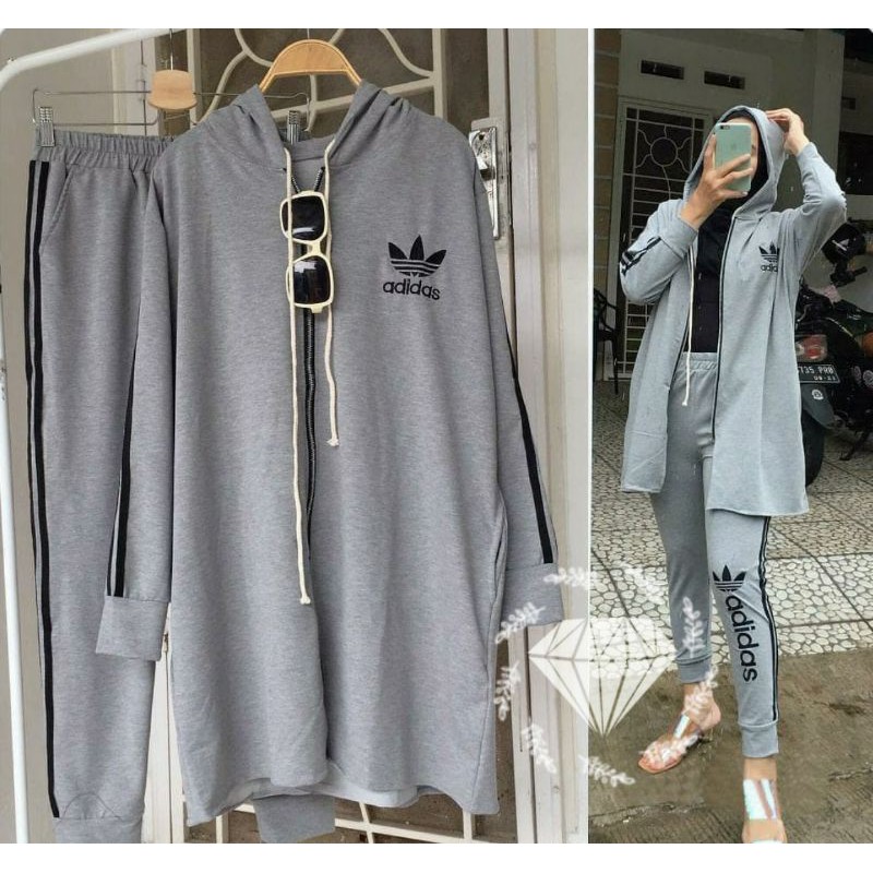 PCS SET SADIDA FASHION PAKAIAN WANITA SETELAN ATASAN JACKET HOODIE DAN CELANA BABYTERRY JUMBO KR ADA VIDEO REVIEW PRODUK