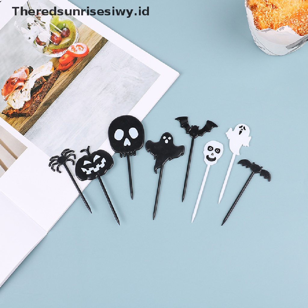 # Alat Pemotong Buah # 10pcs Tusuk Gigi Buah Desain Kartun Halloween Bahan Plastik