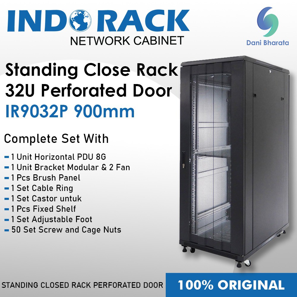 INDORACK Standing Close Rack 32U Perforated Door IR9032P Depth 900mm