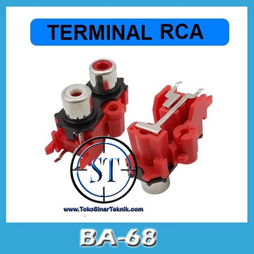 BA-68 Sckt RCA 2P TXZ Socket Rca Soket Baut Dudukan Box Ampli Input PCB Audio Video 2 kaki 2 Pin