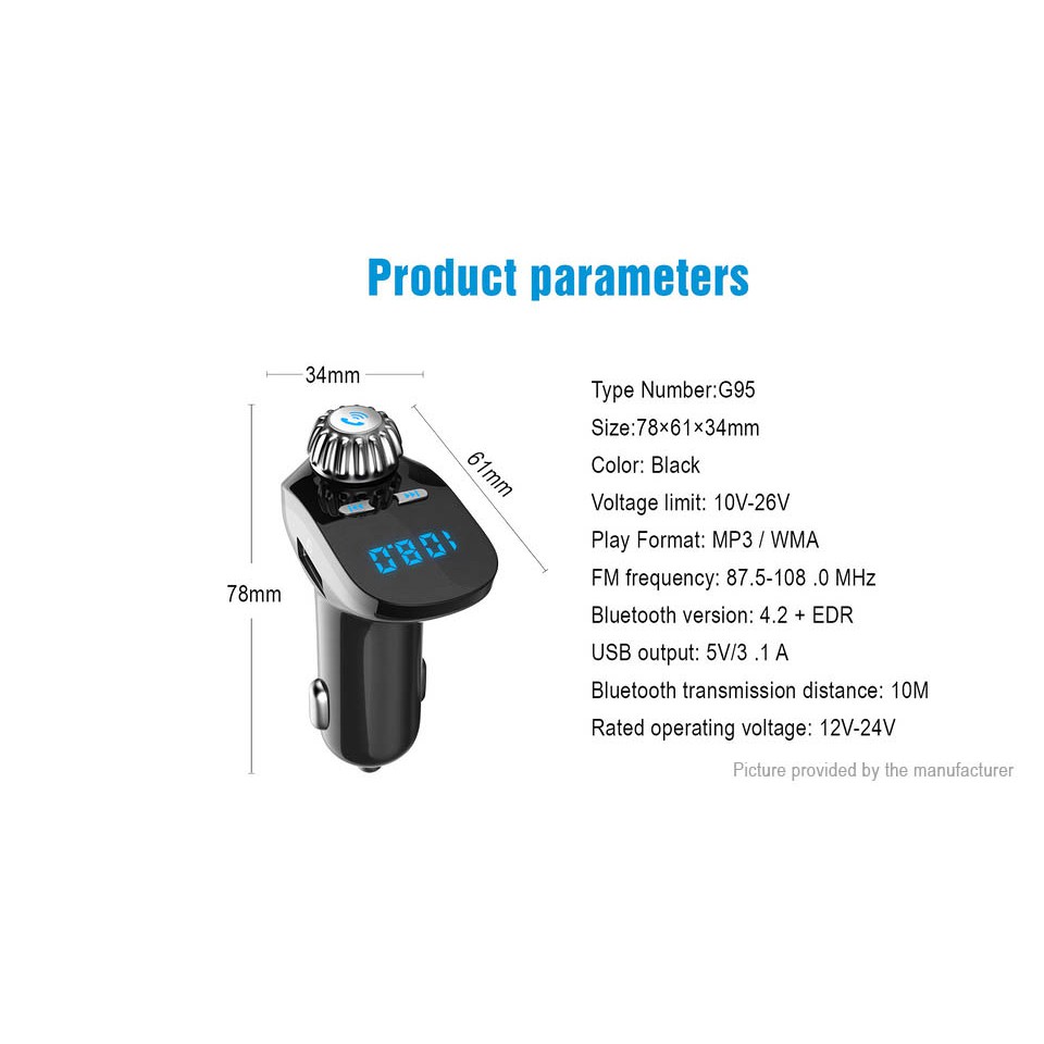 145 G95 Bluetooth MP3 Player Car Charger FM Transmitter